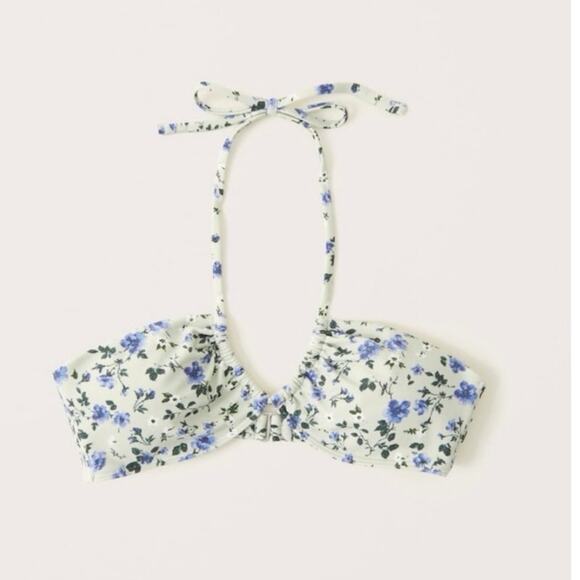 Abercrombie Bikini Upside Down Halter Triangle Top Mid-Rise High-Leg Bottoms - Picture 6 of 13